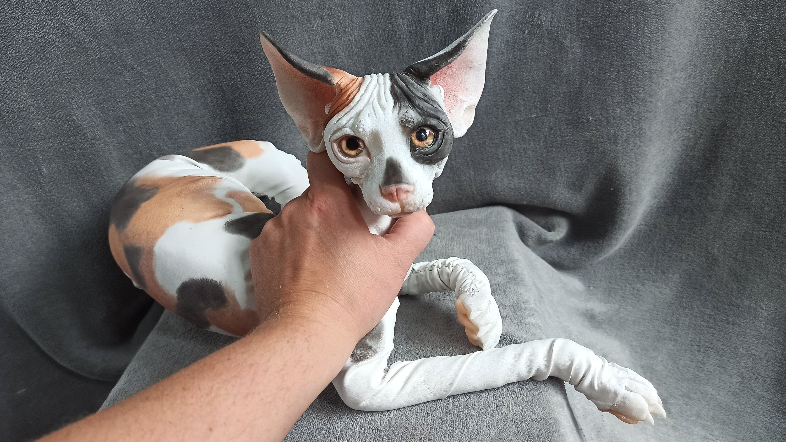 Calico sphynx cat poseable art doll realistic animal doll Etsy