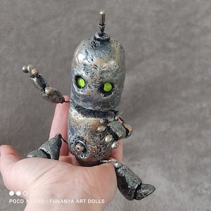 Mini Robot Art Doll, Polymer clay, pose art doll