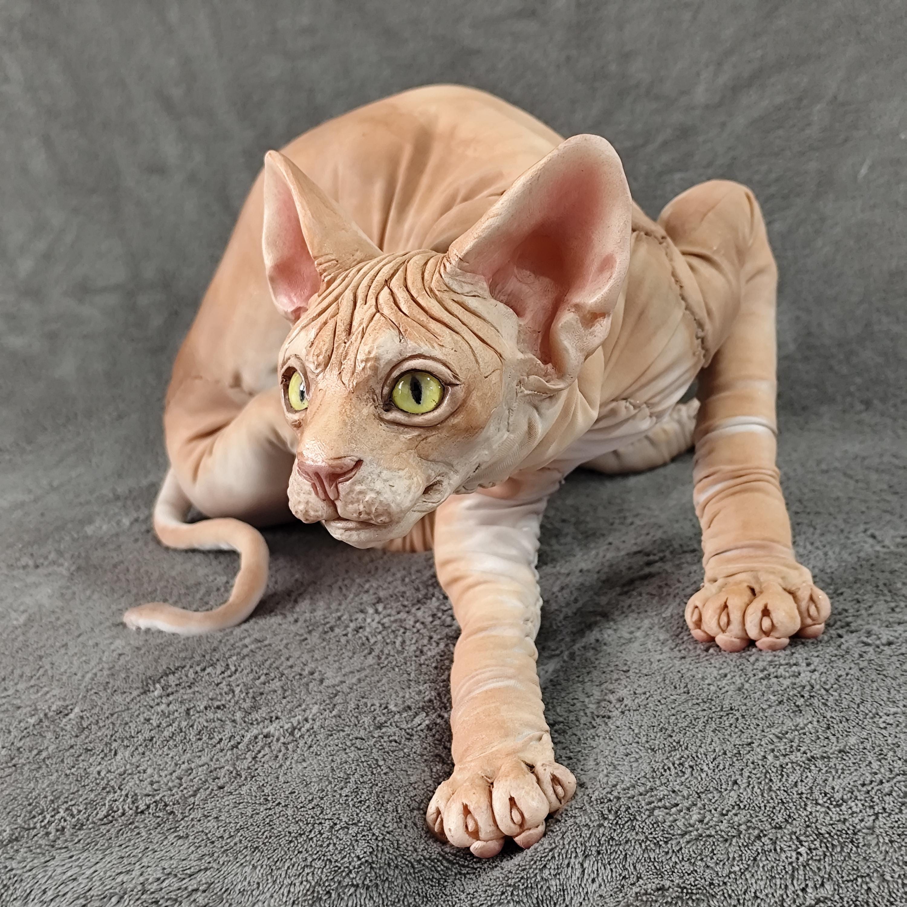 Sphynx Cat, Poseable Art Doll, Flexible Realistic Animal Doll