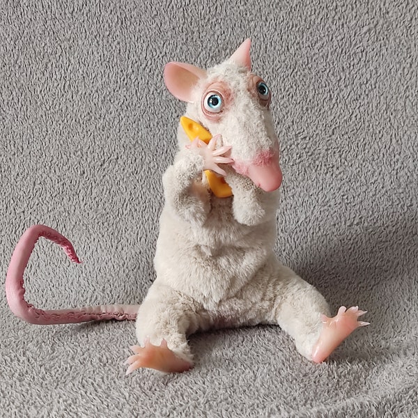 cute, sweet rat - poseable art doll, animal