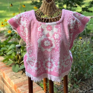 Upcycled Vintage Towel Top: Handmade 1970s Bohemian Crop Top