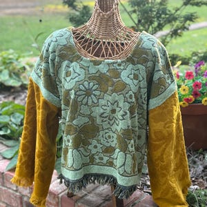 Handmade: Upcycled-Vintage Towel Midriff Top | Beach | Pool Cover | Fashion Top | Bohemian | Flower Power |Festival | XS-L