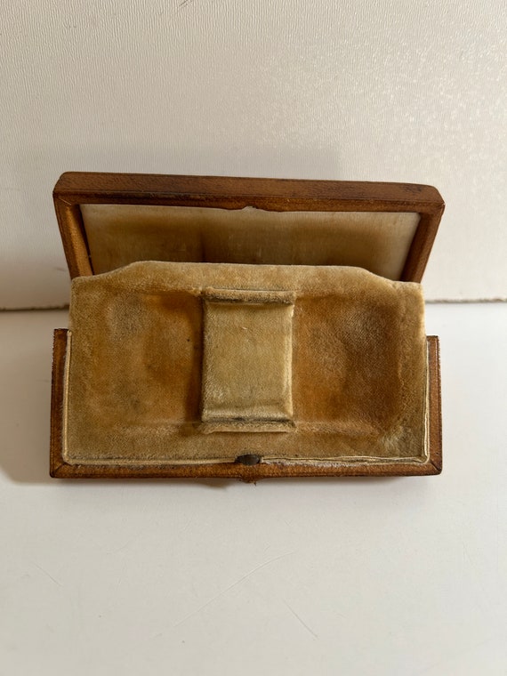 Antique boîte à bijoux dépliante cuir maroquin mar