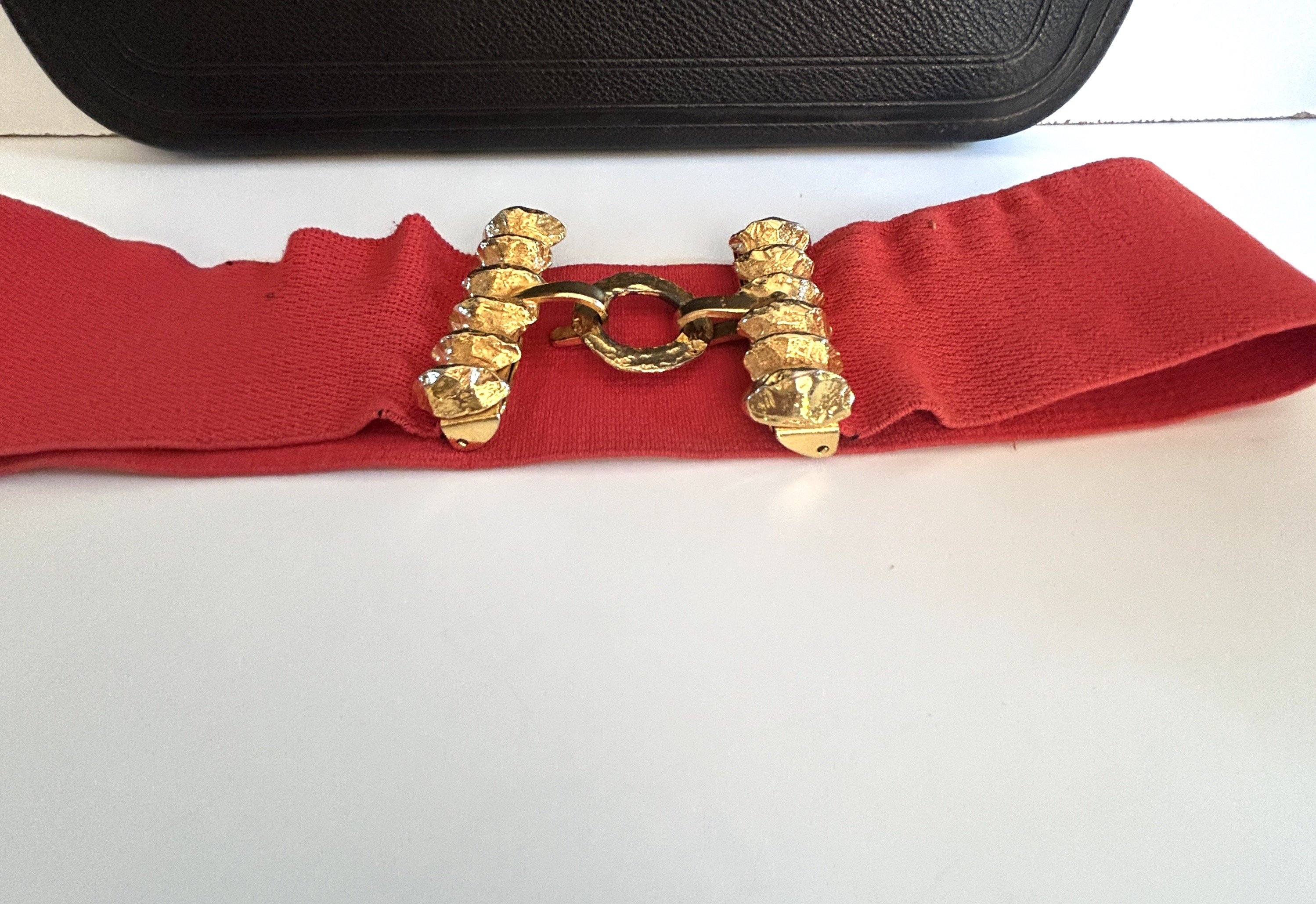 Beautiful Red Belt With Golden Bronze Buckle From the 80s - Etsy