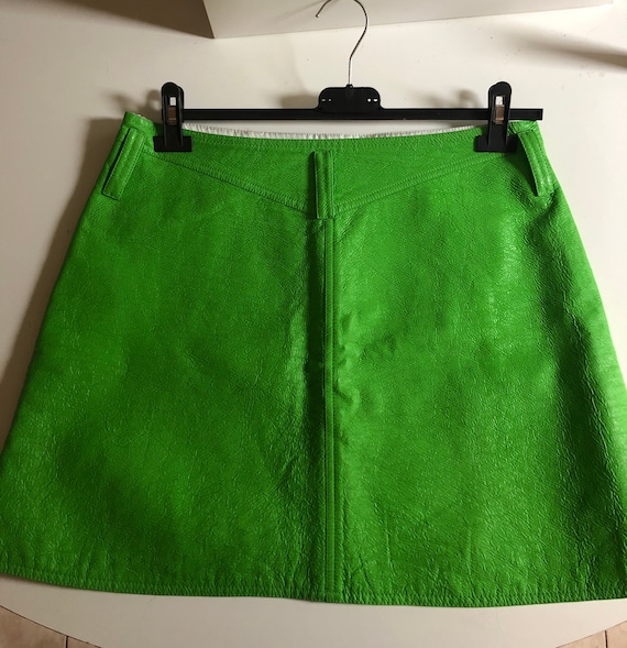 Courrèges short skirt vinyl green 70s