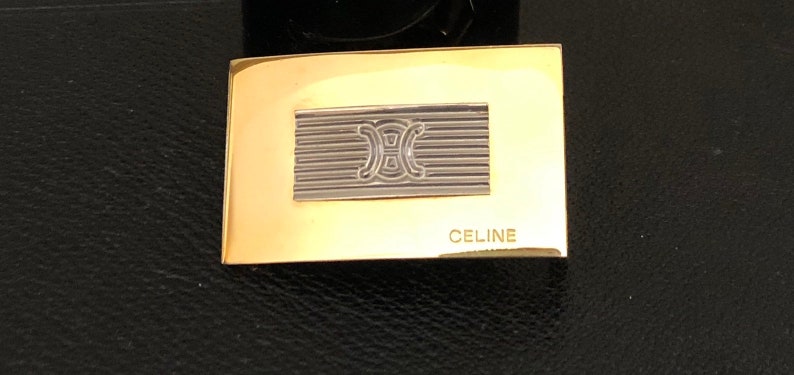 C\u00e9line Paris vintage metal logo belt buckle