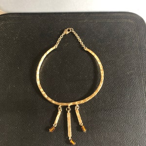 Biche de Bere Golden Torque Necklace Charms Signed 90s