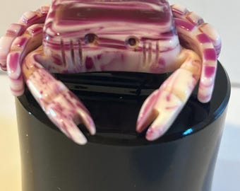 Adorable 70s Purple Marbled Resin Crab Brooch