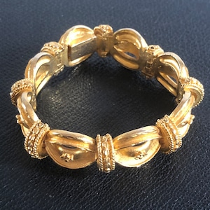Bracelet Inspiration Byzantine Jonc Semi Rigide Gold Tone Années 80