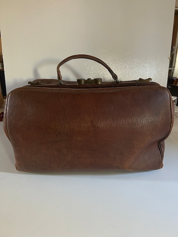 Old Brown Leather Doctor's Bag Le Bon Marché Late 