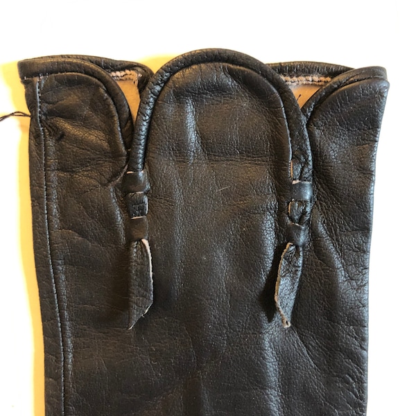 Gants cuir de chevreau noir vintage jamais utilisés