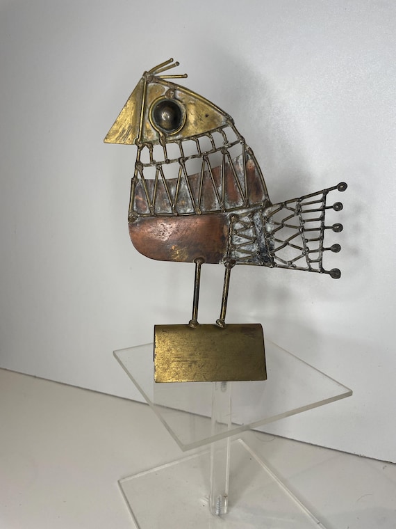 美術品・アンティーク・コレクション 銅 真鍮製 鳥の彫刻