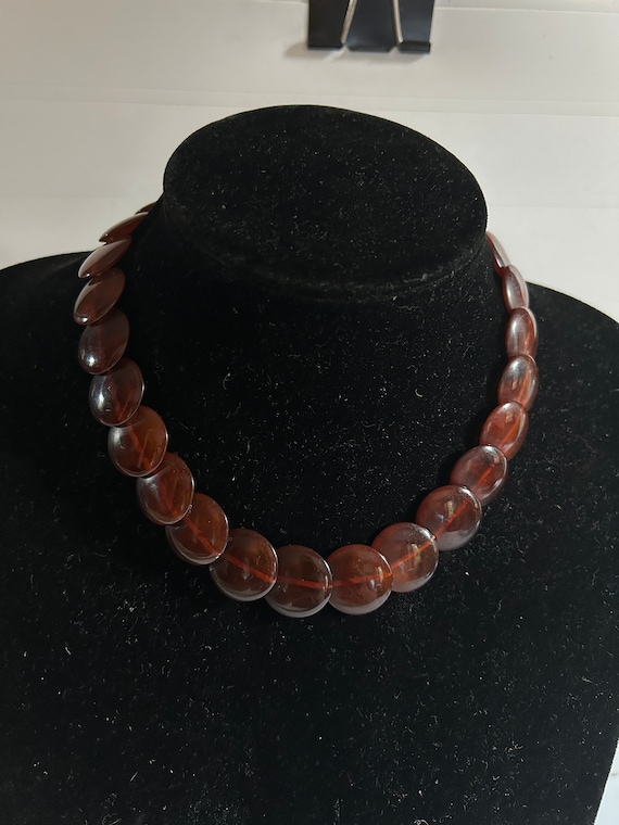 Collier Fantaisie En Bakélite Des Années 50 - Couleur Ambre/miel - Occasion