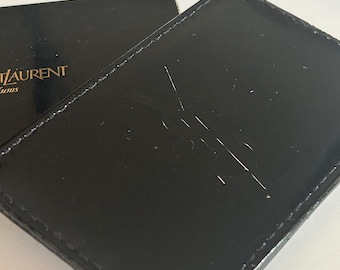 YSL Black Vinyl Bag Mirror YSL Logo 90s