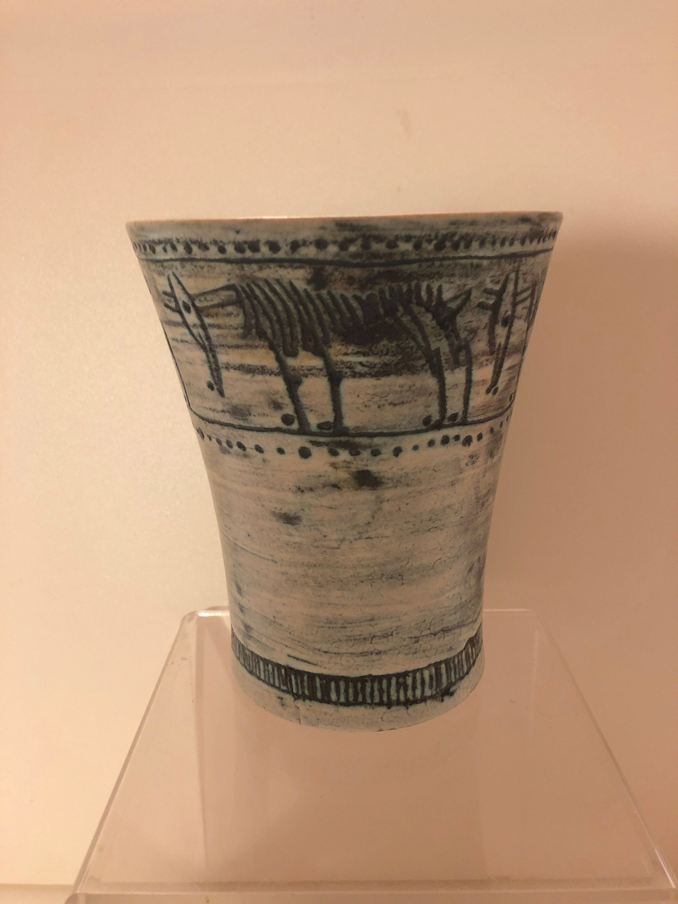 Jacques Blin Vase Céramique Décors Animaliers Vintage Années 50