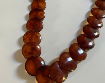 Collier Ancien Art Déco En Perles De Bakélite - Longueur 61-65 Cm, 50.4g