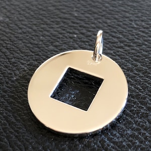 Colgante de plata maciza redondo y cuadrado Vintage unisex