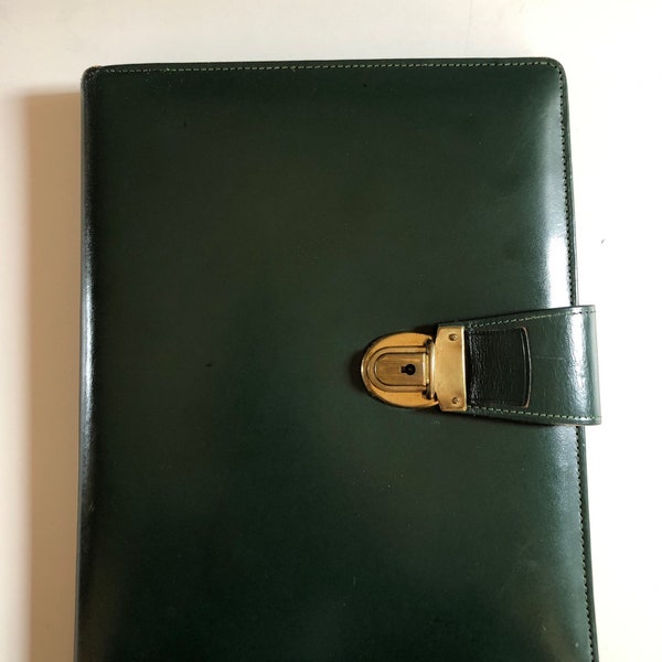 Accessoire de bureau cuir box vert Lancel année 60