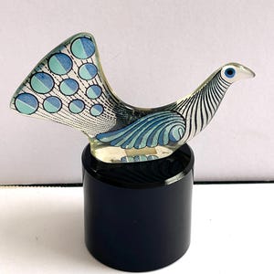 Abraham Palatnik Peacock Figurine Lucite Multicolor Label Made in Brazil 70s