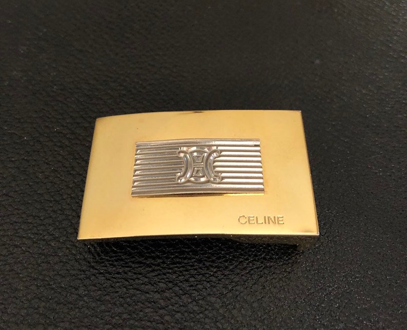 C\u00e9line Paris vintage metal logo belt buckle