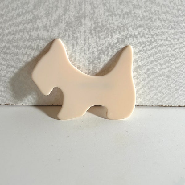 Agatha Paris White Resin Scottish Dog Brooch 90s