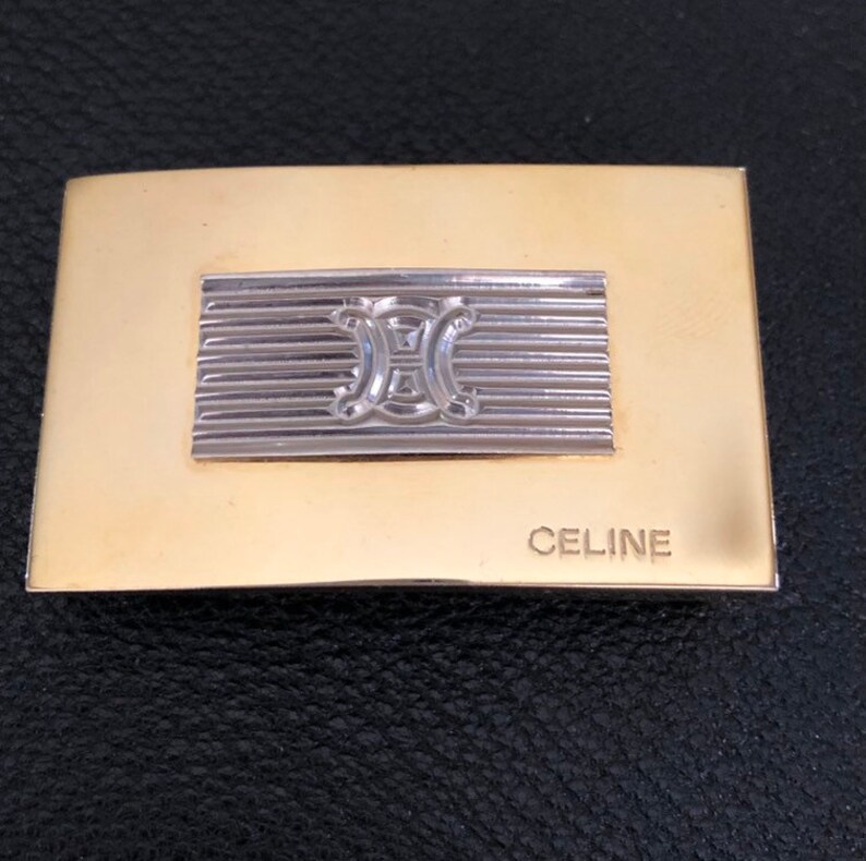 C\u00e9line Paris vintage metal logo belt buckle