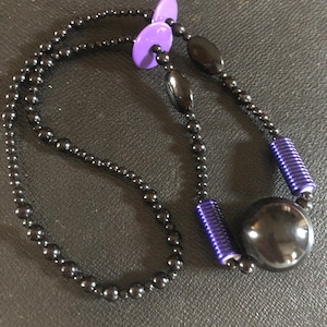 Purple and black resin necklace Big Vintage pearl Angela Caputi way