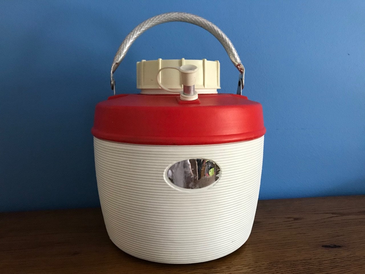 VIntage Thermos Red White 1 Gal Cooler Water Jug Beverage Dispenser Made In  USA