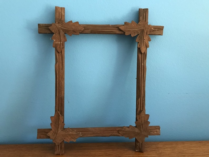 Vintage Adirondack Style Carved Wood Frame with Leaf Corners Etsy