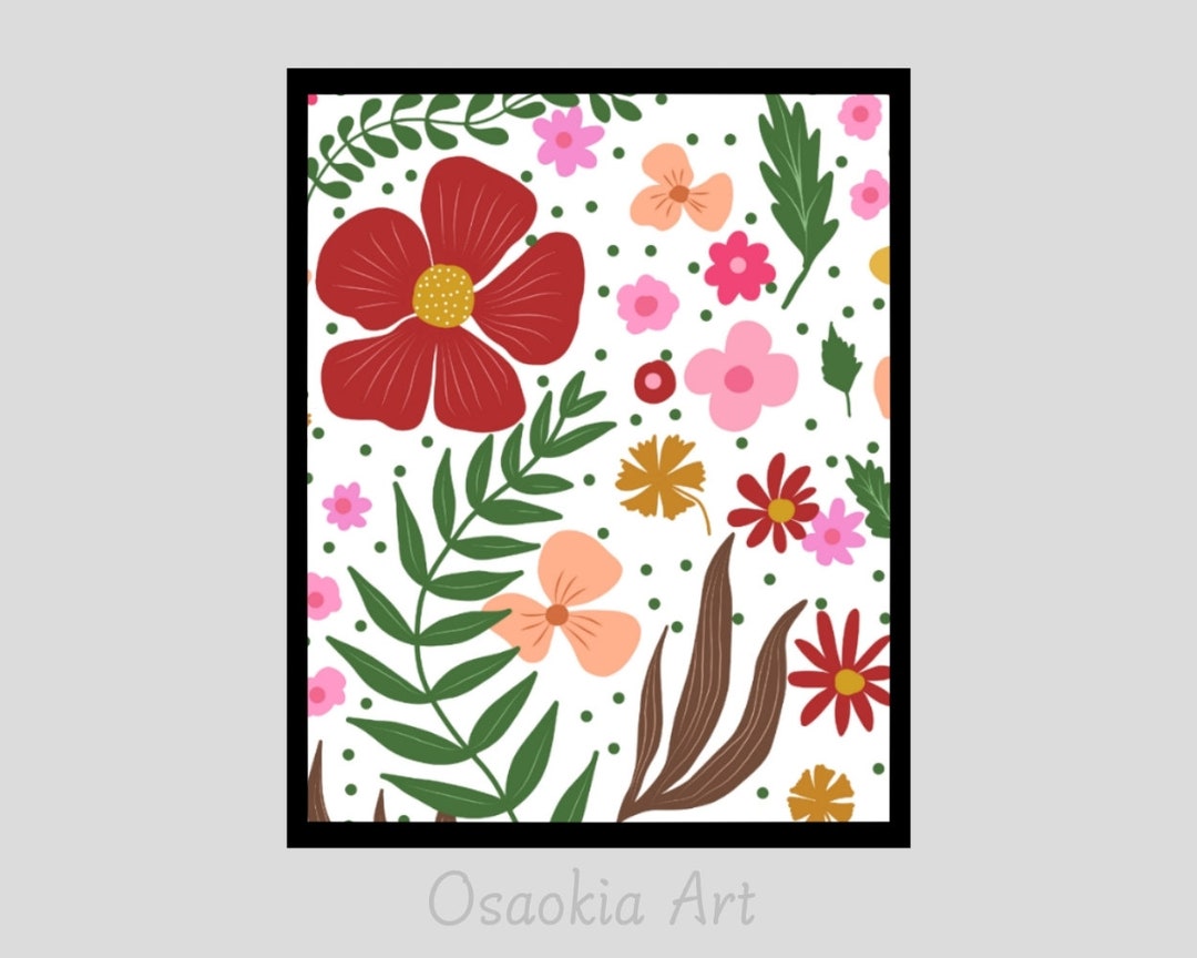 Colorful Flower Art Print Printable Download Pop up Floral Etsy