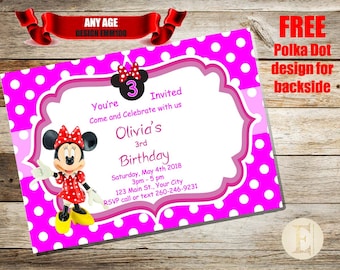 Digitaler Download - Minnie Mouse Geburtstag - Minnie Party Invite, Minnie Mouse Invite, Disney Birthday Invite, Minnie Mouse Einladung
