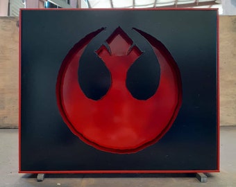 3-D version of the Star Wars Rebel Alliance symbol made of steel.