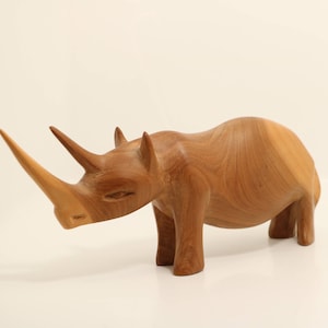 Mid Century Teak Rhinoceros Sculpture