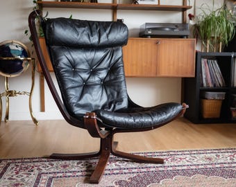 Black Leather 'Falcon' chair by Sigurd Ressell, 1970s