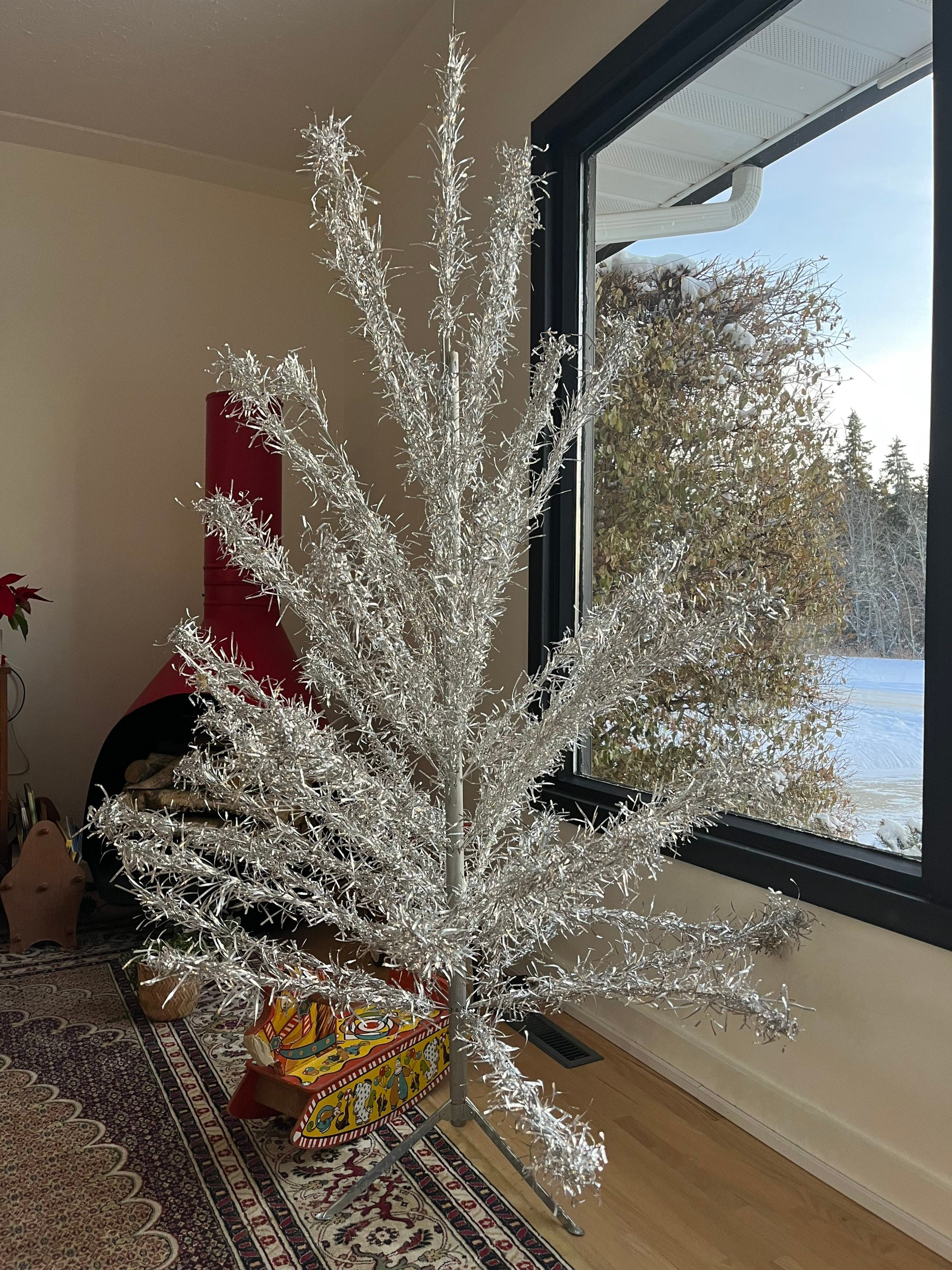 Vintage 1960 Silver Tinsel Christmas Tree Etsy