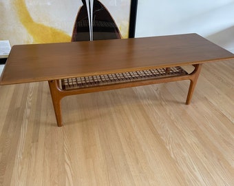 Scandinavian Modern Teak and Cane Coffee Table by Trioh Møbler ** Free Shipping North America**