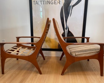 Pair of Mid Century Teak Armchairs by R Huber ** Free Shipping North America**