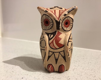 Vintage Jemez Pueblo Pottery Owl Figurine by Gachupin New Mexico