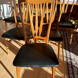 Set of Six Niels Koefoed “Ingrid” Dining Chairs in Teak and Original Simil Leather
