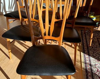 Set of Six Niels Koefoed “Ingrid” Dining Chairs in Teak and Original Simil Leather