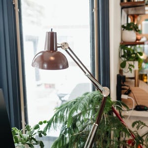 Vintage 1970s Brown LUXO Desk Lamp - Metal Shade - Stamped - C Clamp - Classic Industrial Design