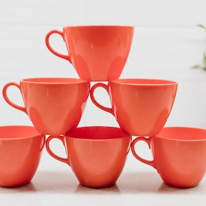 Lot of Vintage Melmac Melamine Dinnerware 6 Orange Cups