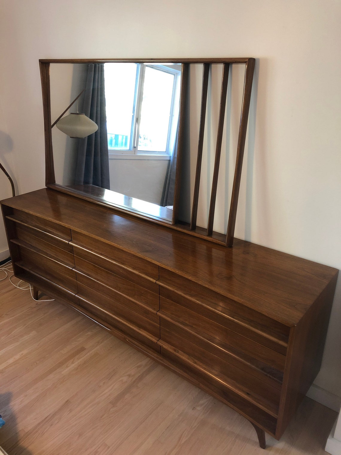 Mid Century Large Curved Front Bedroom Dresser Sidetables Etsy