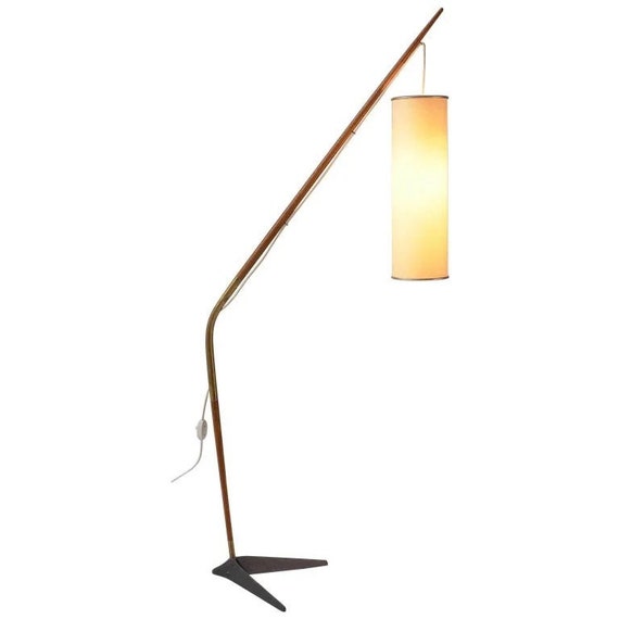 Mid Century Svend Aage Holm Sørensen Fishing Pole Floor Lamp With Brass  Details Rare Free Shipping North America 