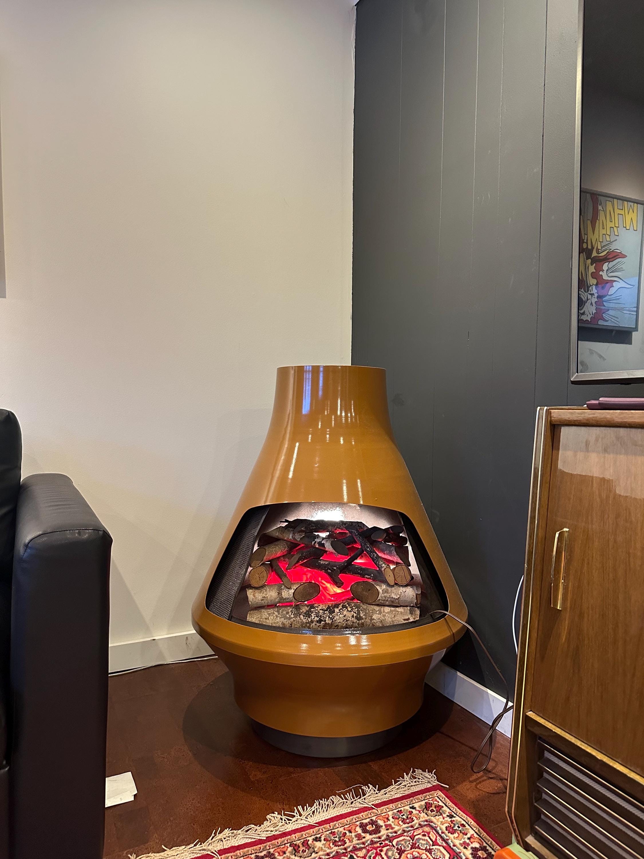Vintage Sunfire Cone Fireplace: Mid-century Modern Brown