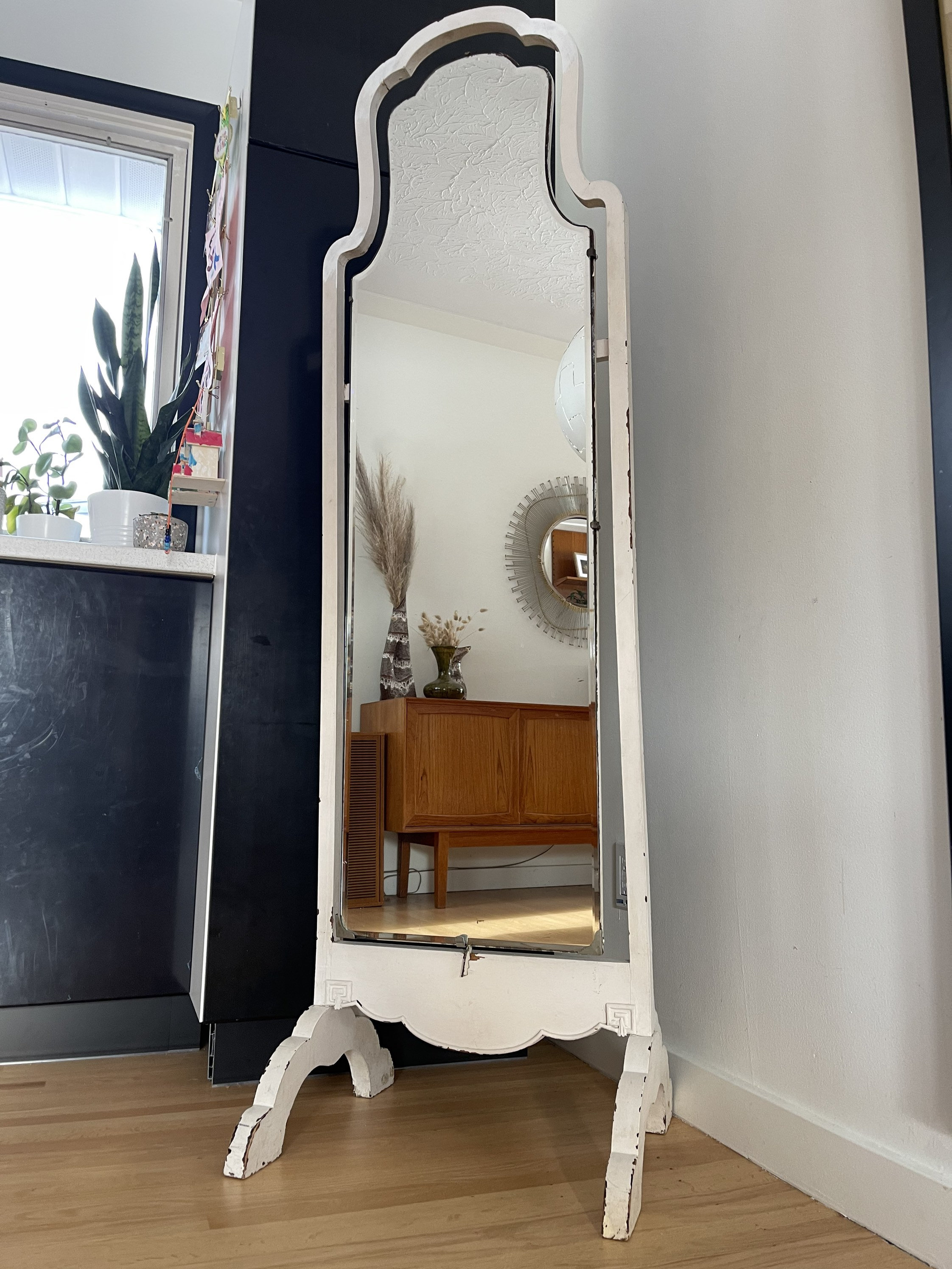 Antique Full Length Bevelled Keyhole Shaped Standing Mirror Modern Farmhouse Shabby Chic Free Shipping North America Etsy