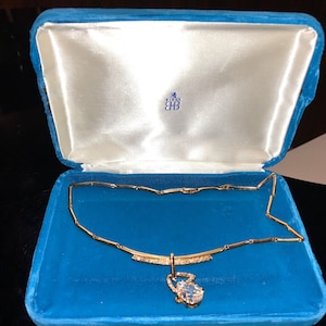 Vintage Birks Gold Tone Faux Diamond and Crystal Drop Necklace
