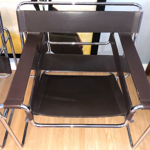 Wassily Chair by Marcel Breuer for Knoll International ** rare Marcel Breuer Leather Stamped (sold individually)