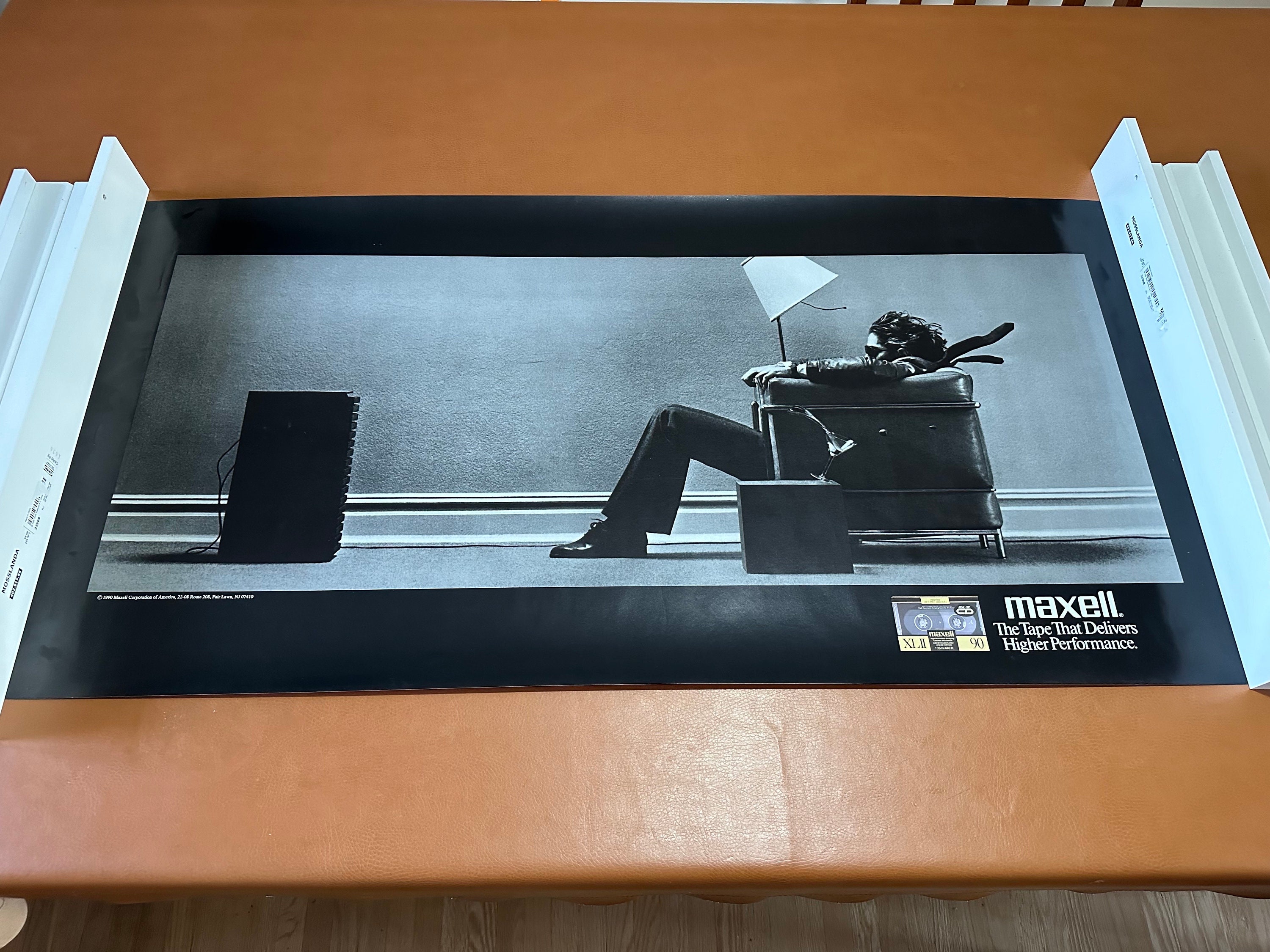 Maxell Original Poster 39x20 Blown Away Guy - Maxell the Tape That