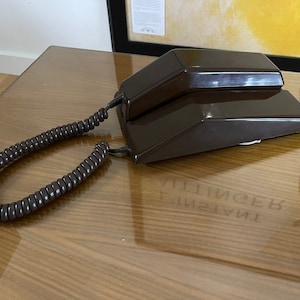 Vintage Brown Contempra Rotary Desk Phone - 1970s Landline Telephone
